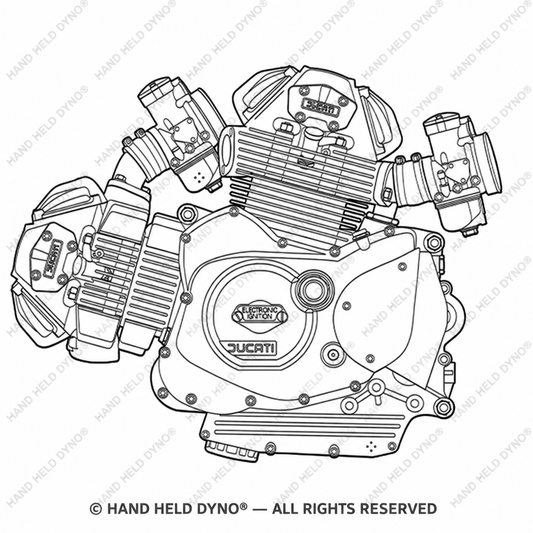 Ducati Pantah, Alazzurra and Indiana engine line drawing — 1254 × 1254 px.