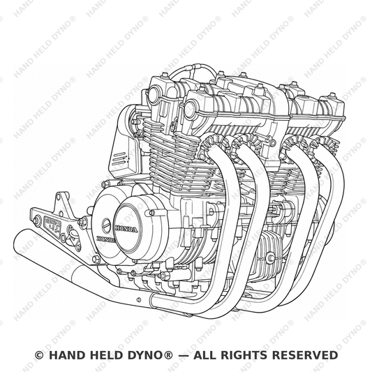 Honda DOHC CB750F, CB900F and CB1100F four-cylinder engine illustration