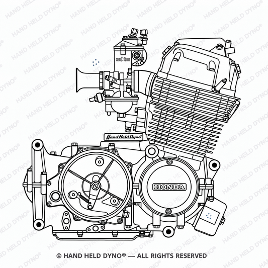 Honda CR750 SOHC four-cylinder racing engine illustration
